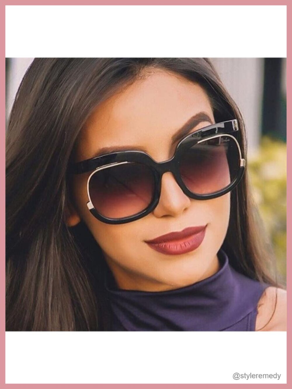 Retro Oversized Sunglasses UV400 Half-Metal Frame Women Wrap Around - Picture 2 of 6